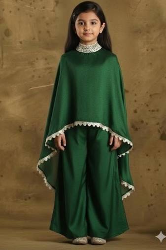 Emerald green cape style ethnic set