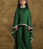 Emerald green cape style ethnic set