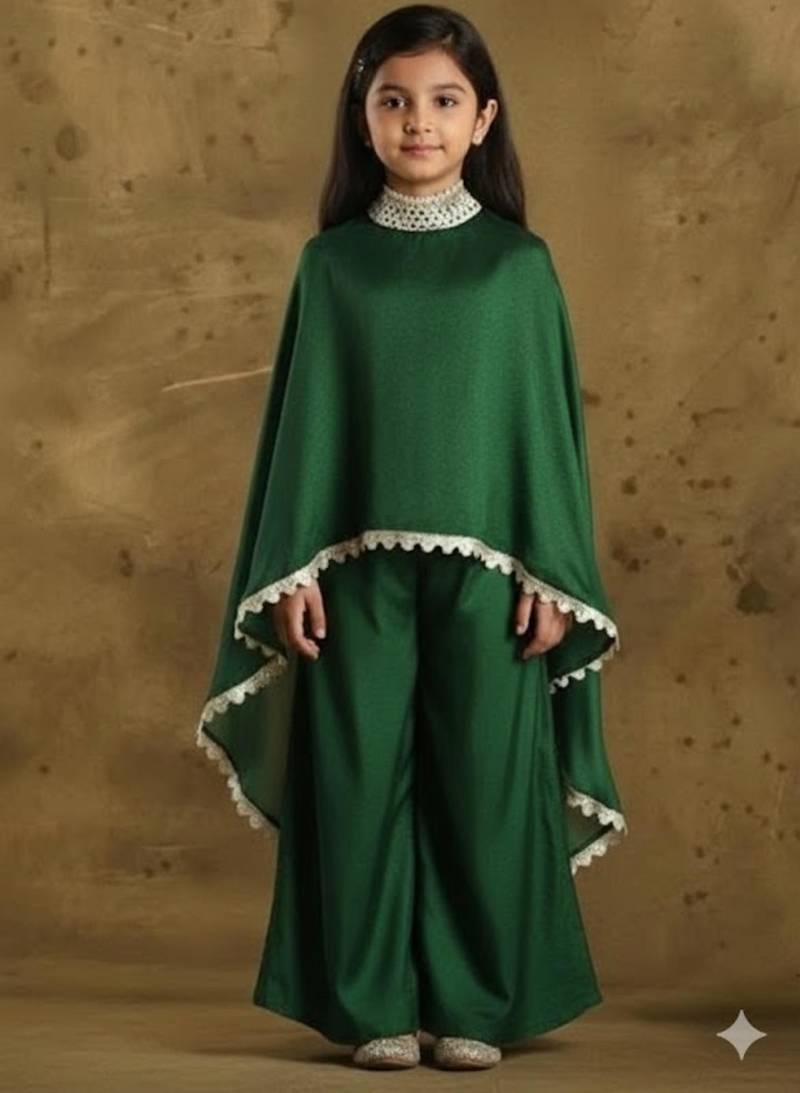 Emerald green cape style ethnic set