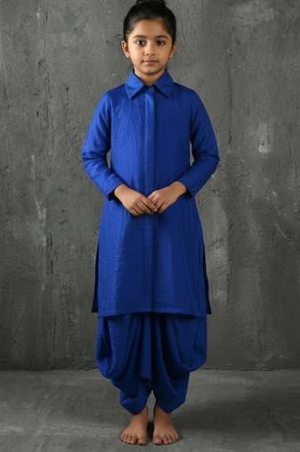 Royal blue kurta and dhoti set