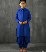 Royal blue kurta and dhoti set