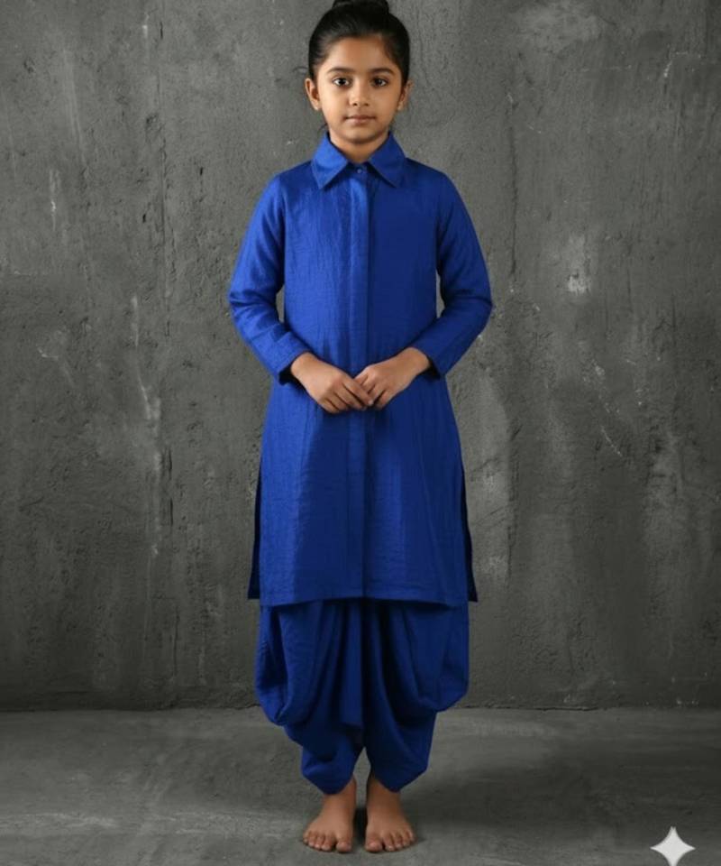 Royal blue kurta and dhoti set