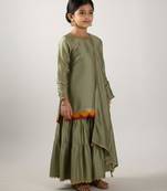 Olive green kurti and sharara set