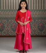 Red embroidered kurta palazzo set