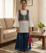 Ivory top with blue palazzo set