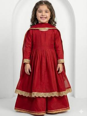 Red anarkali suit with dupatta 1
