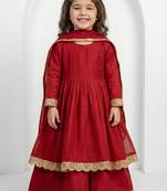 Red anarkali suit with dupatta