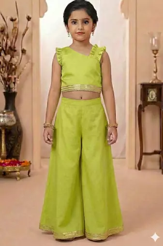 Lime green crop top and palazzo set