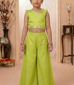 Lime green crop top and palazzo set