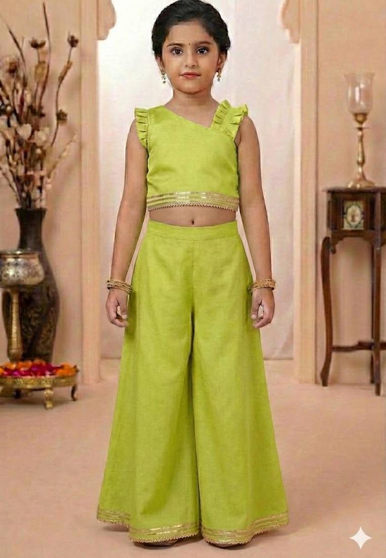 Lime green crop top and palazzo set