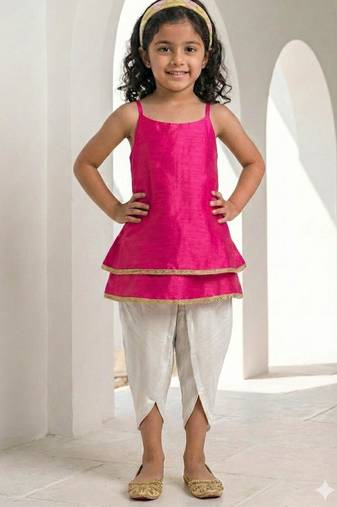 Pink peplum top with dhoti pants