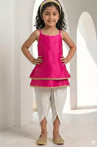 Pink peplum top with dhoti pants