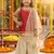 Red kurti with gold sharara and dupatta