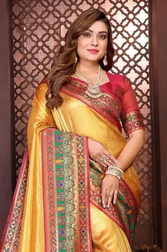 Yellow Color Premium Pure Banarasi Tissue Silk Saree