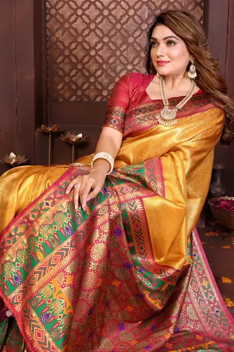 Yellow Color Premium Pure Banarasi Tissue Silk Saree
