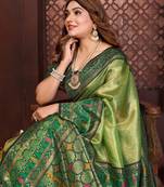 Green Color Premium Pure Banarasi Tissue Silk Saree