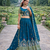 teal sequin embroidered lehenga set in vichitra fabric