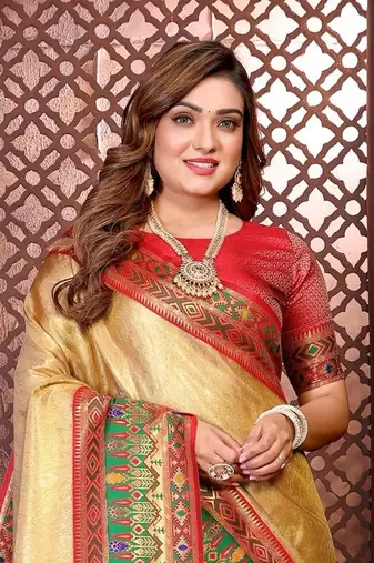 Golden Color Premium Pure Banarasi Tissue Silk Saree