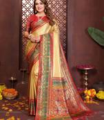 Golden Color Premium Pure Banarasi Tissue Silk Saree