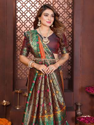Orange Color Premium Pure Banarasi Tissue Silk Saree 1