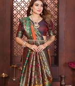 Orange Color Premium Pure Banarasi Tissue Silk Saree