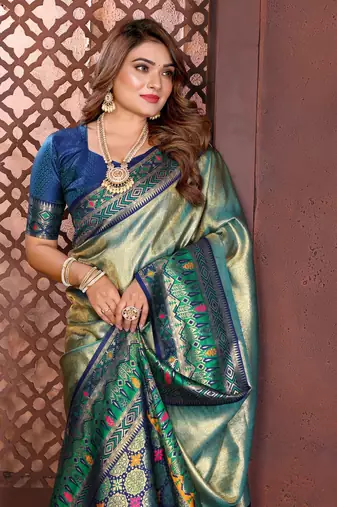 Aqua Blue Color Premium Pure Banarasi Tissue Silk Saree