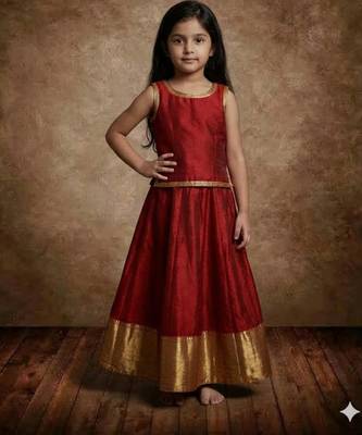 Red & gold girls ethnic lehenga 1