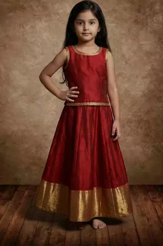 Red & gold girls ethnic lehenga