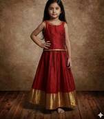Red & gold girls ethnic lehenga