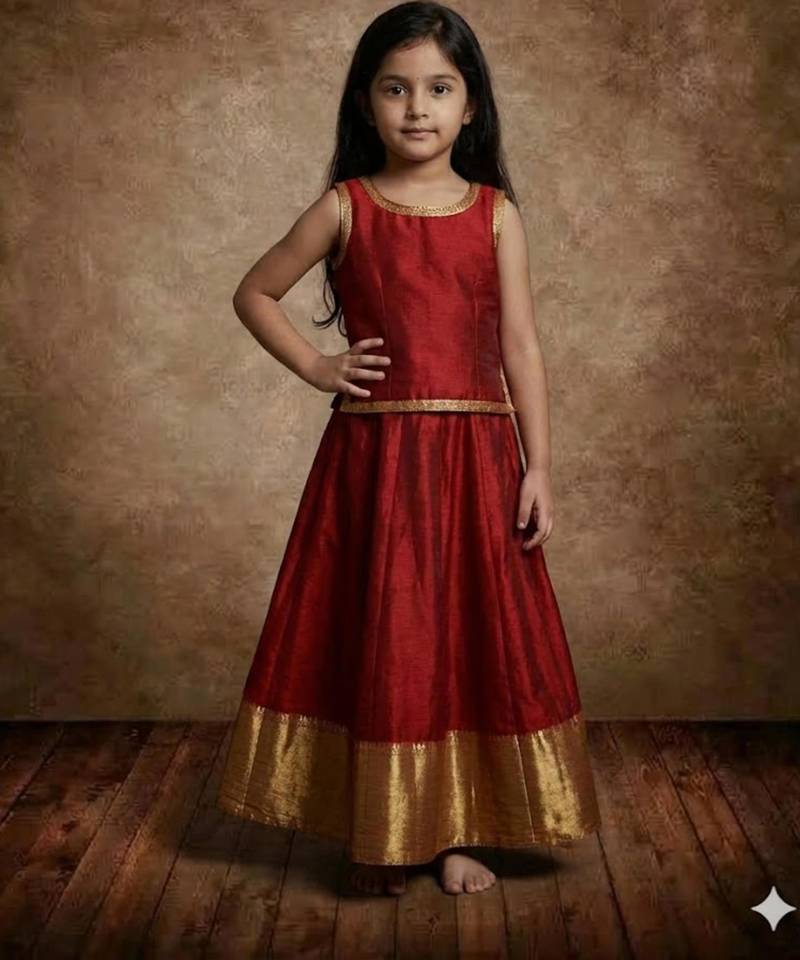 Red & gold girls ethnic lehenga