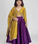 Mustard & purple girls lehenga set
