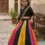 Black multicolor panel lehenga