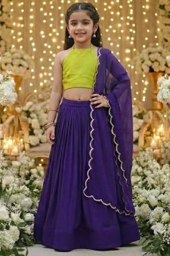 Lime green & purple festive lehenga