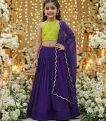 Lime green & purple festive lehenga