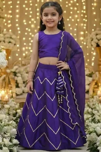 Purple embroidered girls lehenga