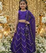 Purple embroidered girls lehenga