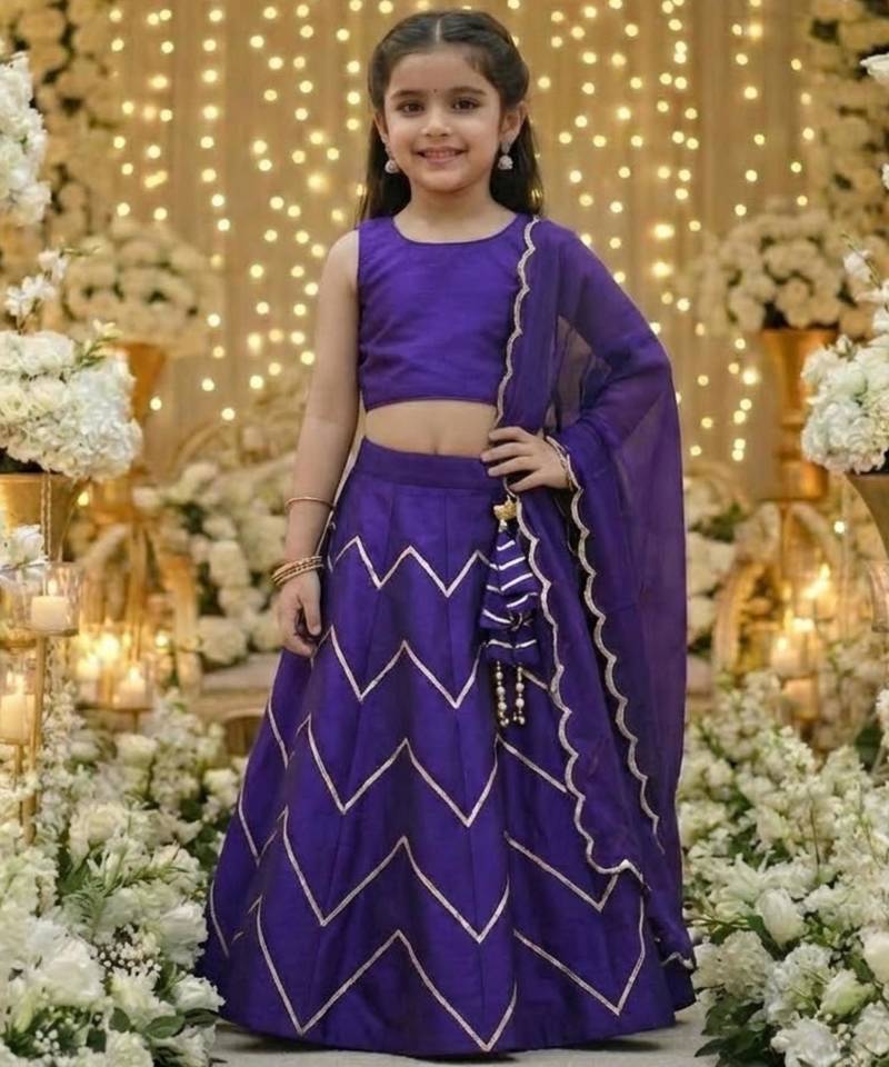 Purple embroidered girls lehenga