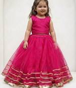 Pink net party lehenga for girls