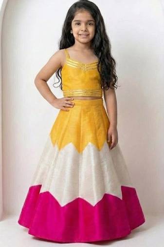 Yellow, pink & white girls lehenga