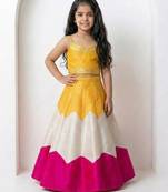 Yellow, pink & white girls lehenga
