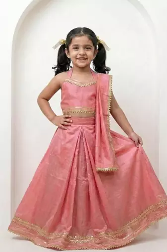 Peach pink girls lehenga set