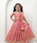 Peach pink girls lehenga set