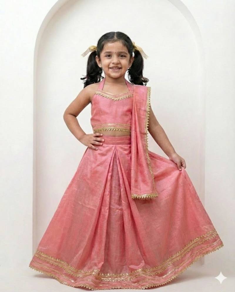 Peach pink girls lehenga set