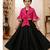 Black lehenga with pink tie-front jacket