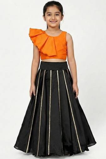 Orange and black modern lehenga set