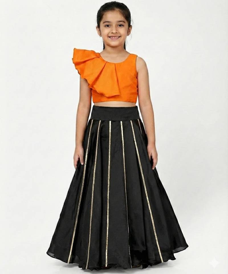 Orange and black modern lehenga set