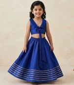 Blue silk girls lehenga set