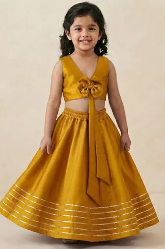 Mustard yellow silk lehenga