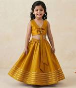 Mustard yellow silk lehenga