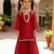 Red embroidered kurta with skirt